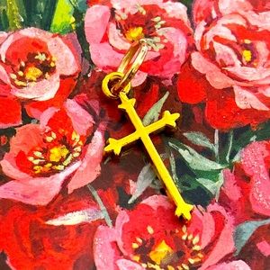 5/$10❤️❤️❤️NEW BRASS CROSS CHARM